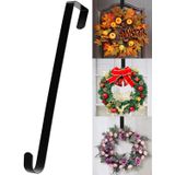 Cabide De Coroa De 15" Para Porta Da Frente - Halloween Natal Natal Decoração Metal Sobre A Porta Single Hook Ornament Wreath Door Hanger (preto)