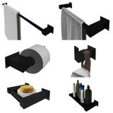 Kit Acessórios Banheiro/lavabo 6 Peças Aço Inox 304 Preto