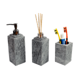 Kit Banheiro Bancada Lavabo Luxo Em Pedra Sabão N01 Prata