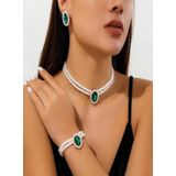 Cordão + Par De Brincos + Pulseira Pérolas - Banhado A Ouro