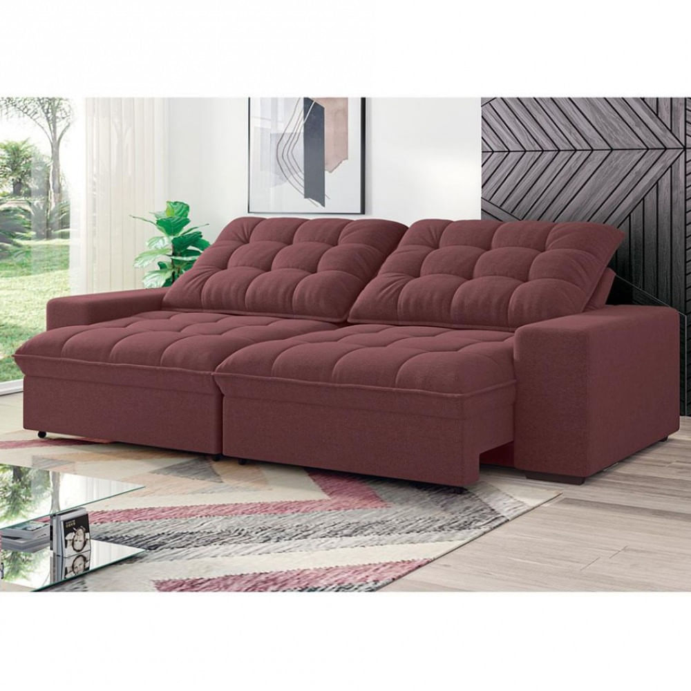 Sofá 4 Lugares Retrátil/reclinável Linoforte Benetton Com Revestimento Em Suede