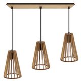 Luminaria Pendente Tripla Koni E27 Madeira Mdf Cq Desmontada