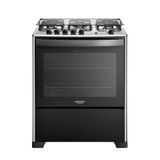 Fogão 5 Bocas Preto Com Mesa Inox Dako Magister Grill Bivolt