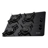 Cooktop 4 Bocas A Gás Braslar Pop Com Mesa De Vidro Preto Bivolt