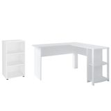 Mesa Escrivaninha Em L Malu E Estante Livreiro 45x81cm Lean A06 Branco - Mpozenato