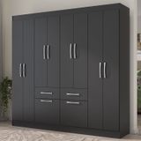 Guarda-roupa Casal 8 Portas 2 Gavetas 2 Basculante Rubi Yescasa Preto