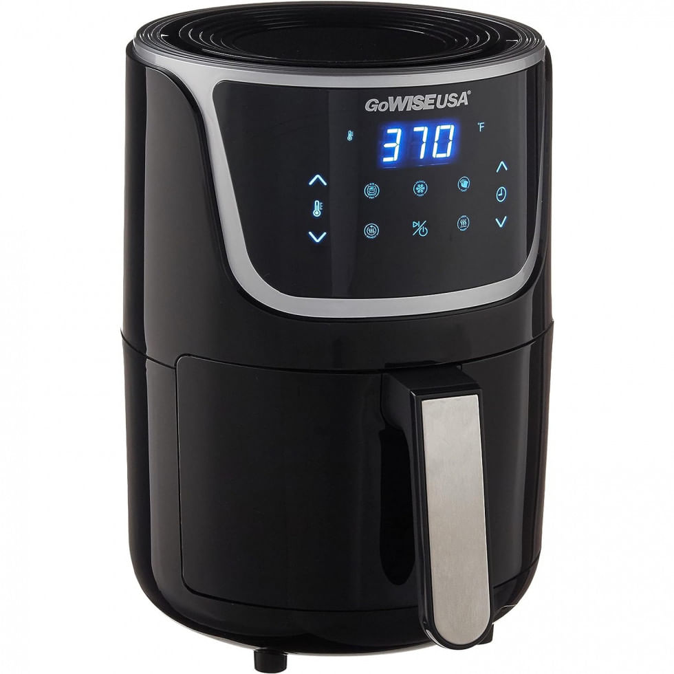 Mini Fritadeira Eletrica Airfryer 2l Com Painel Digital E Livro De Receitas, 1000w, 110v, Gowise Usa Gw22976, Preto