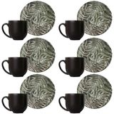 Conjunto Com 6 Xícaras E Pires Para Café Porto Brasil Coup Herbarium Em Cerâmica Feldspática 112ml