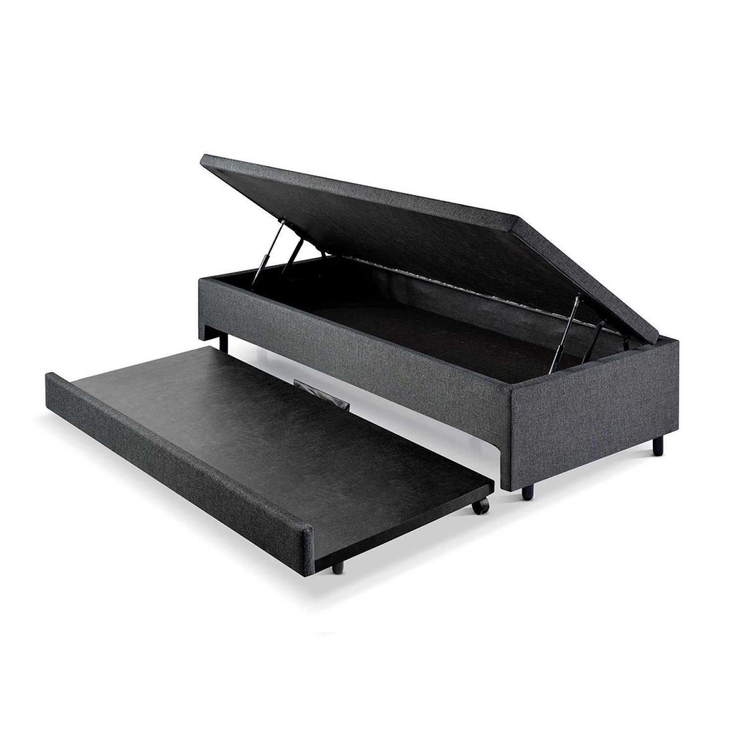 Bicama Com Baú Solteiro 96x203 Cm Linho Cinza