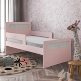 Cama Infantil Solteiro Isa Com Grade Lateral Rose - Cor: Rosa