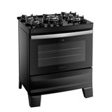 Fogão 5 Bocas Atlas Agile Up Glass com Mesa de Vidro e Acendimento Automático Preto Bivolt