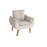 Poltrona-cadeira Decorativa Opala Bege Claro Com Pés Quadrado