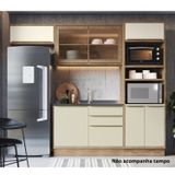 Cozinha Completa Com Vidro Reflecta 4 Peças 7 Portas Viena Freijó / Cinza Argila