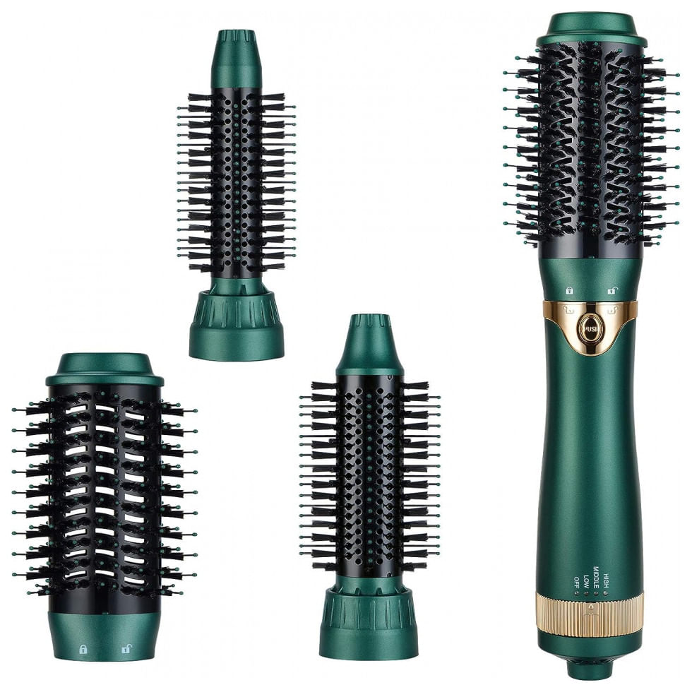 Escova Rotativa Modeladora Com 3 Acessorios, 110v, Sinperne Sm 5258, Verde