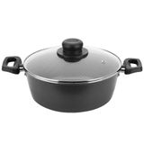 Caçarola Multiflon Essencial Em Alumínio Antiaderente E Tampa De Vidro Com Saída De Vapor 22cm