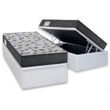 Cama Box Baú Solteiro: Colchão Ortopédico Ep Iso 100 Ultra Firme + Base Crc Courano White
