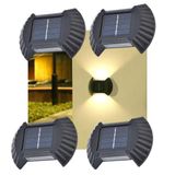 Luminaria Solar Parede Led Arandela Spot Balizador Resistente 4 Und Enfeite Jardim Quintal