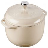 Panela De Ferro Fundido 6 Litros Forno Holandes Esmaltado E Antiaderente, Sandalo, Lodge Ec6d07, Branco