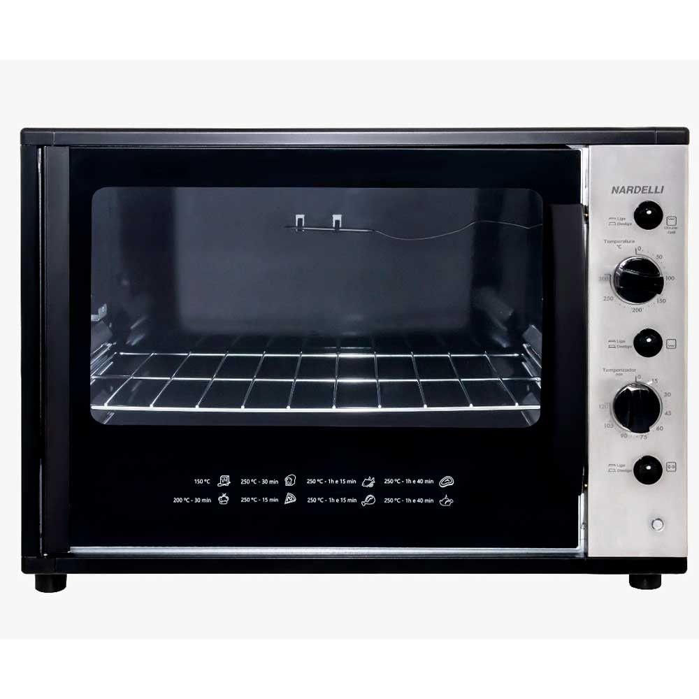 Forno Elétrico De Bancada Nardelli Com Espeto Giratório Smart60-s 60 Litros Preto 127v