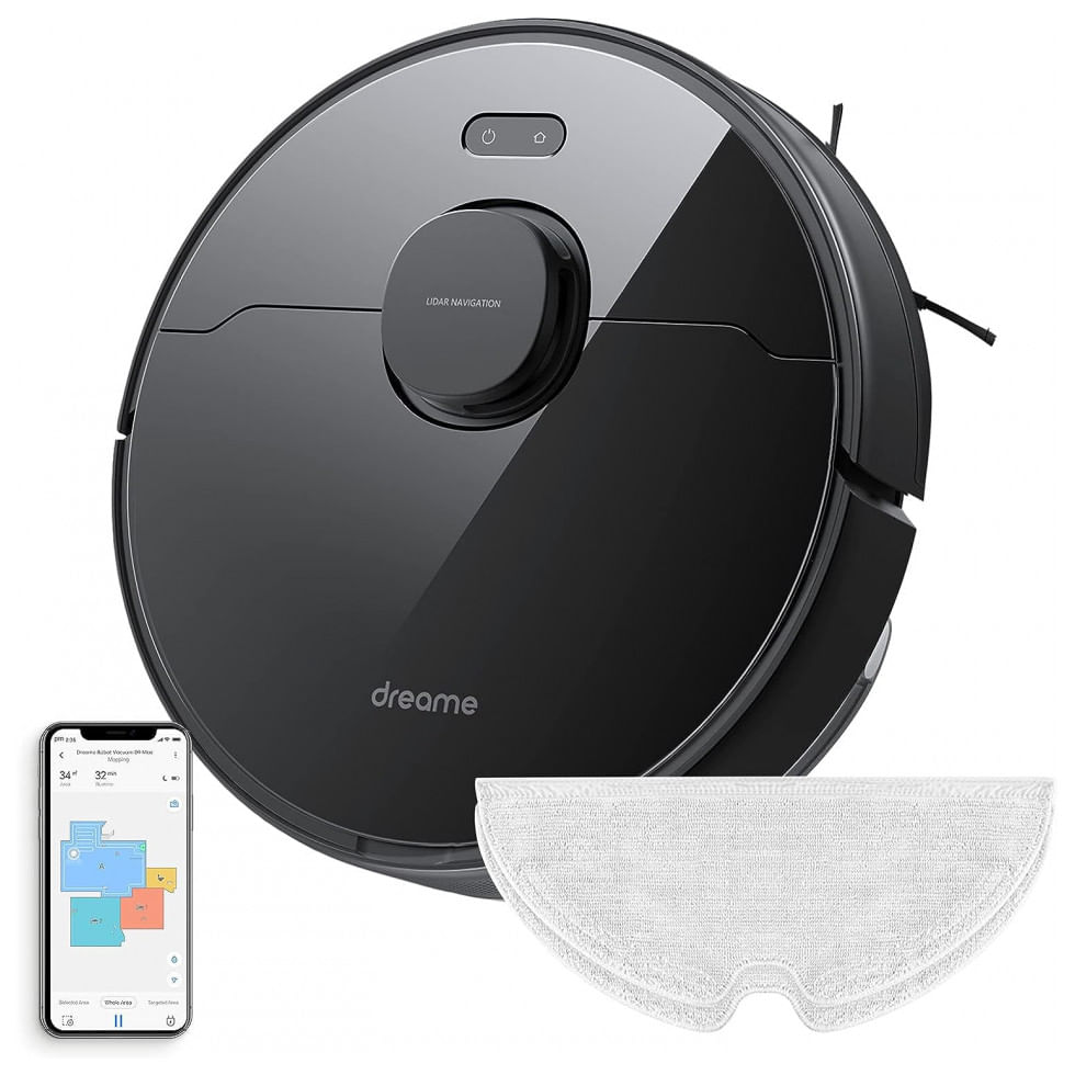 Aspirador De Po Robo D9 Inteligente E Automatico 4000pa 150m De Acao Compativel Com Alexa E Ideal Para Carpetes, 110v, Dreametech, Preto