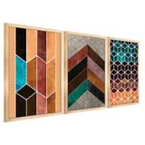 Quadros Chevron Com Moldura Premium 30x45 Kit 3 Peças Titulos 115-mel