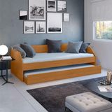 Sofá Cama Solteiro Duo Com Cama Auxiliar Em Mdf Reforçado 15mm Nature - Cor: Bege