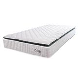 Colchão Solteiro Molas Ensacadas City Pillow Top 88x188x23cm Branco-preto Hellen Branco-pre