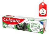 Kit C/03 Colgate Natural Extracts Creme Dental Carvão Ativado 90g