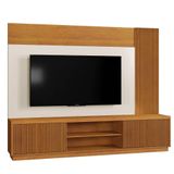 Estante Home Para Tv Valencia Ripado Mdf E Mdp Naturalle E Off White