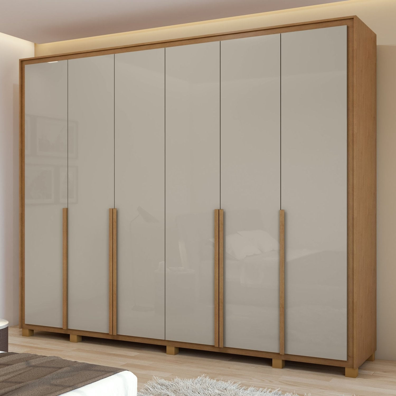 Guarda-roupa 6 Portas 6 Gavetas 100% Mdf Imperatore Com Pés