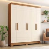 Guarda-roupa 6 Portas 3 Gavetas Arthur Nature/off White