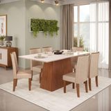 Conjunto De Mesa Dulce Dj 1,80x0,90 Com 6 Cadeiras Zoe Freijo/off White/ Bege