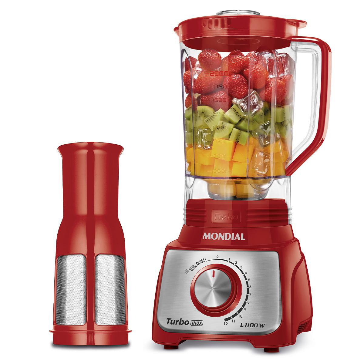 Liquidificador Turbo Inox 1100w Mondial Vermelho 127v