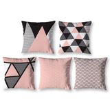 Kit 5 Capas De Almofada 40cm X 40cm Estampadas Geo Rosa
