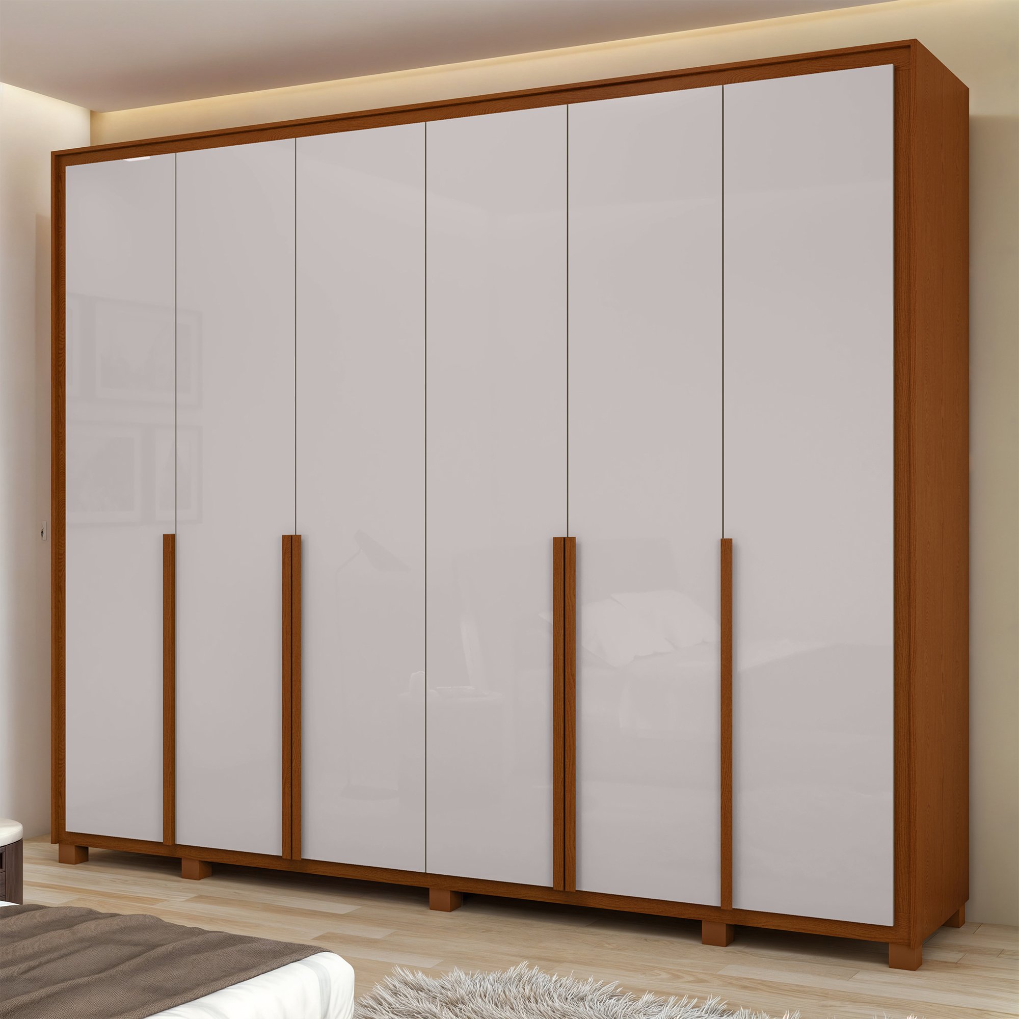 Guarda-roupa 6 Portas 6 Gavetas 100% Mdf Imperatore Com Pés