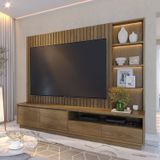 Estante Home Theater Com Led Para Tvs Até 82 Polegadas Cancun Amendoa