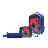 Kit Mochila Costas + Lancheira + Estojo Aranha Az - 6 Peças