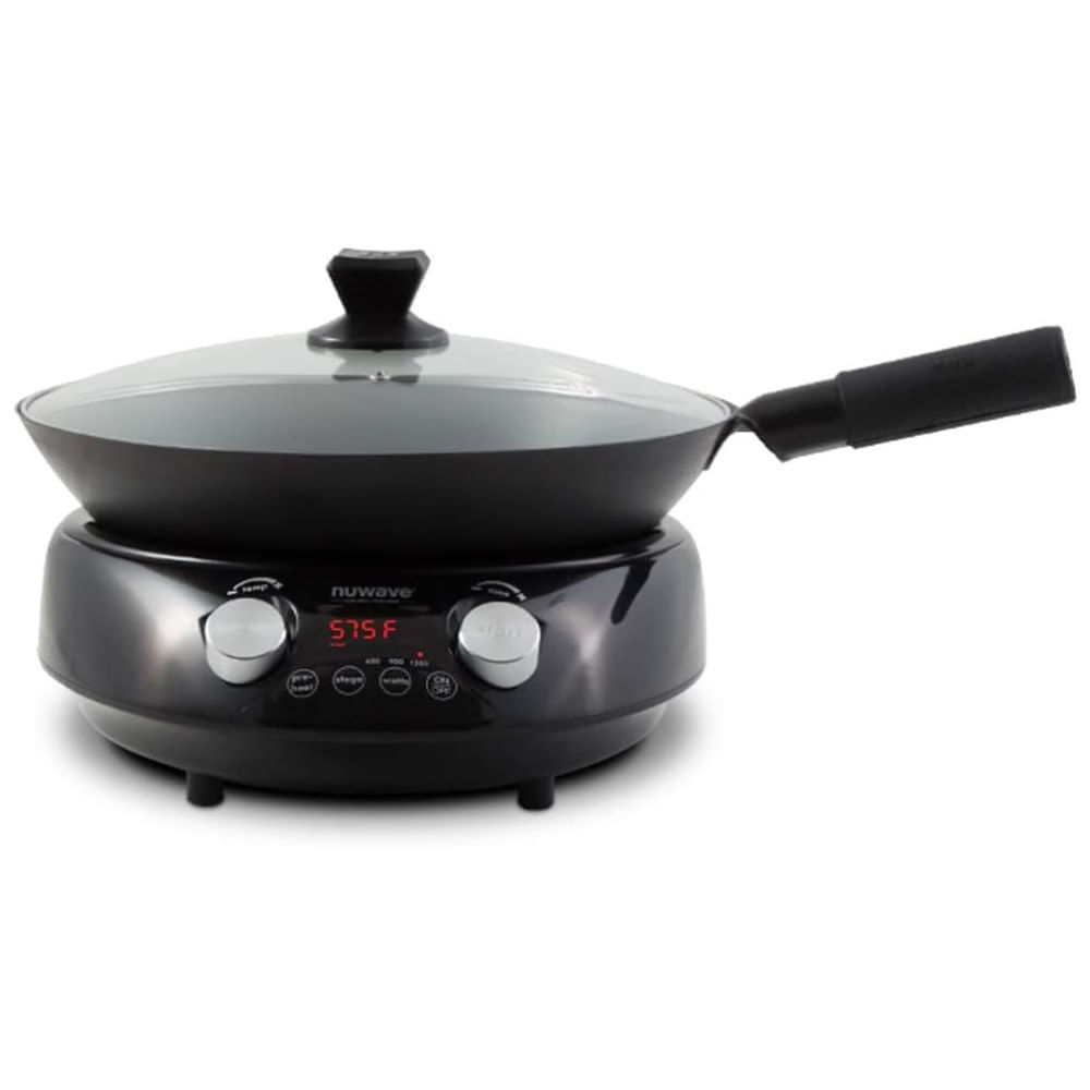 Cooktop De Indução Portátil Com 6 Configurações De Temperatura Predefinidas E Panela De Aço Carbono De 35cm Incluída, 110v 1500w, Nuwave, Preto