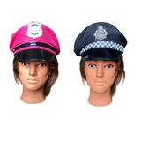 Kit Casal Policial Chapéu Quepe Fantasia Carnaval -2 Peças