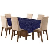 Toalha De Mesa De 4 Lugares Tecido Jacquard - Azul Marinho