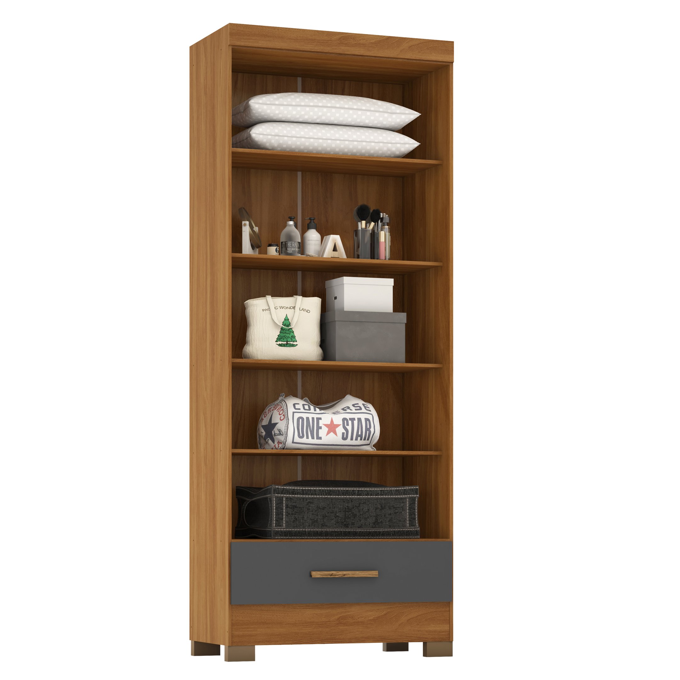 Módulo Closet 1 Gaveta Smart Versatile Espresso Móveis Cinamomo/cinza