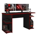 Escrivaninha Mesa Gamer 2 Prateleiras Carraro Preto/vermelho