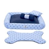 Kit Cama Pet Cachorro Ou Gato Realeza Azul Tam: G 04 Peças [f101]