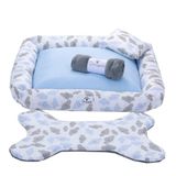 Kit Cama Pet Cachorro Ou Gato Nuvens Azul Tam: G 04 Peças [f101]