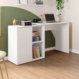 Escrivaninha Para Escritório Com 1 Porta Ripada Start Branco Fosco