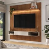 Painel Para Tv De Até 75 Polegadas Impressão 3d Ripado 183 Cm Atenas Cinamomo/off White