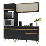 Armário De Cozinha Compacta 182cm Com Leds Veneza Up Multimóveis V2020 Preto/dourado Preto/dourado