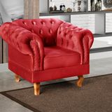 Poltrona Dom Pedro Chesterfield Retrô Decorativa Vermelho