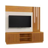 Estante Home Para Tv Logan Com Led E Ripado Mdf E Mdp Naturalle E Off White