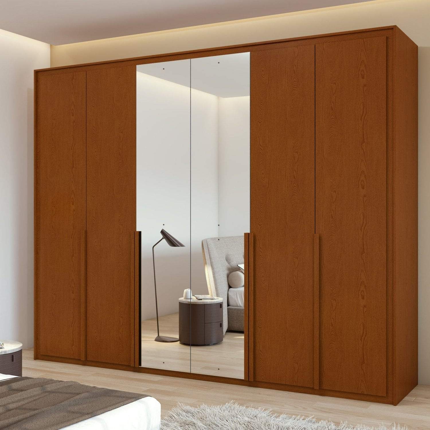 Guarda-roupa 6 Portas 6 Gavetas 100% Mdf Imperatore Com Espelho